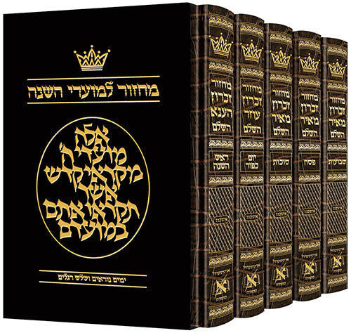 Machzor Hebrew Only Ashkenaz - 5 Volume Set - Hebrew Alligator — Machzor leather | Judaica Square Lakewood