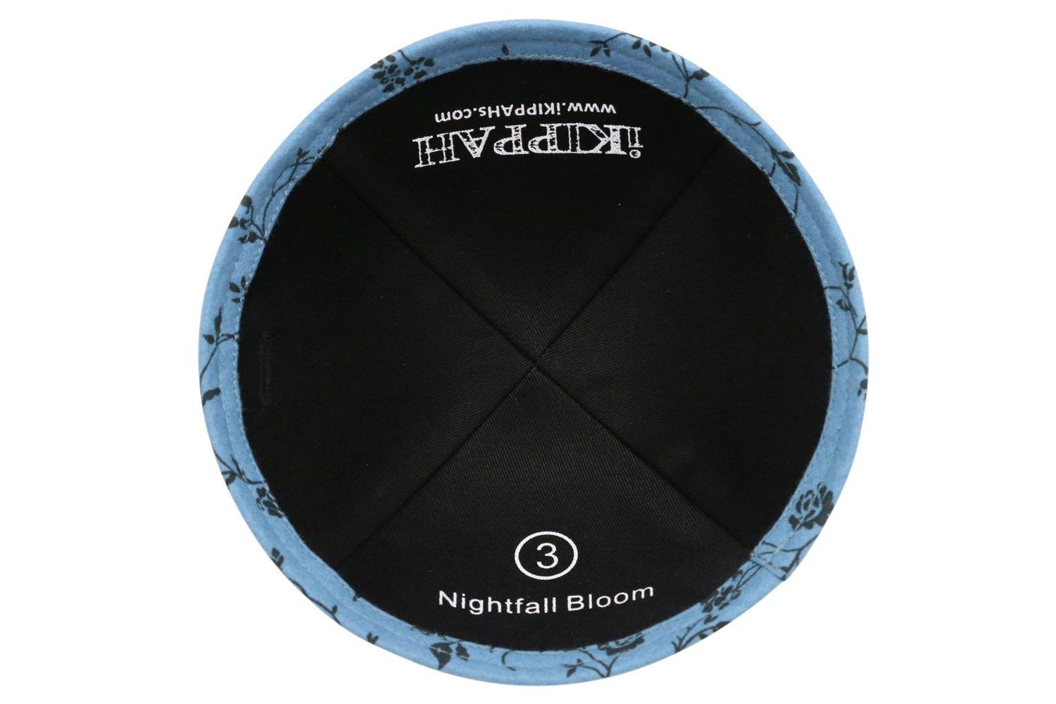 Close-up of Blue Cotton Kippah lining and stitching