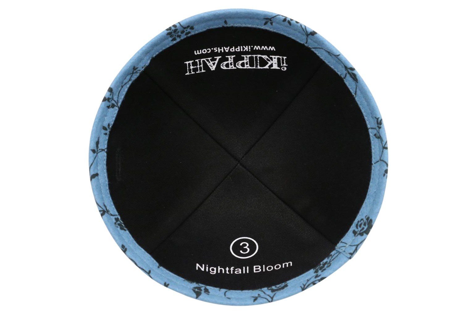 Close-up of Blue Cotton Kippah lining and stitching