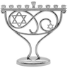 Mini chrome whimsical menorah with Stars of David