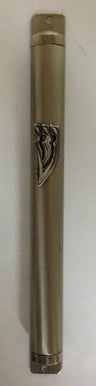 Pewter Mezuzah Case Smooth with "Shin" 15cm (MZ-MM4E/15)