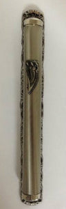 Pewter Mezuzah Case Smooth with Base/Border 15cm (MZ-MM4F/15)