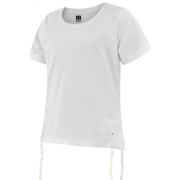 Melechet Machshevet white boys' round-neck short-sleeve mesh tzitzis T-shirt