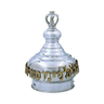 Modern silver-colored Torah crown with gold Hebrew lettering, design AB-5