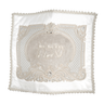 Cream velvet challah cover with crystals and embroidered Shabbat lettering, style 566