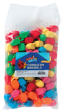 Bulk bag of assorted bright medium plastic dreidels with a Chanukah Dreidels label