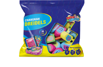 Chanukah Dreidels pouch of ten medium assorted solid colors wood dreidels
