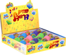 Display box of round Yiddish musical dreidels in assorted colors