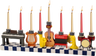 Hand-painted resin Chanukah menorah with colorful musical instruments
