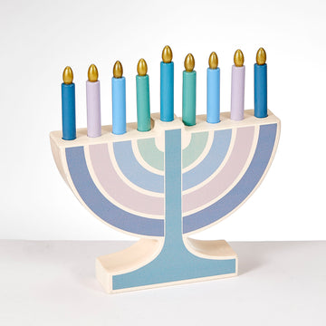 Rite Lite My Mini Wood Menorah and 9 Wood Candles, Simplicity Colors, 5 x 5 Inch