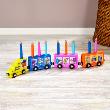 Rite Lite My Play Wood Train Menorah with Removable Wood Candles, 17 x 5 Inch