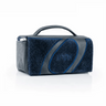 Navy Waterdale esrog bag with plush-textured panel and blue loop trim