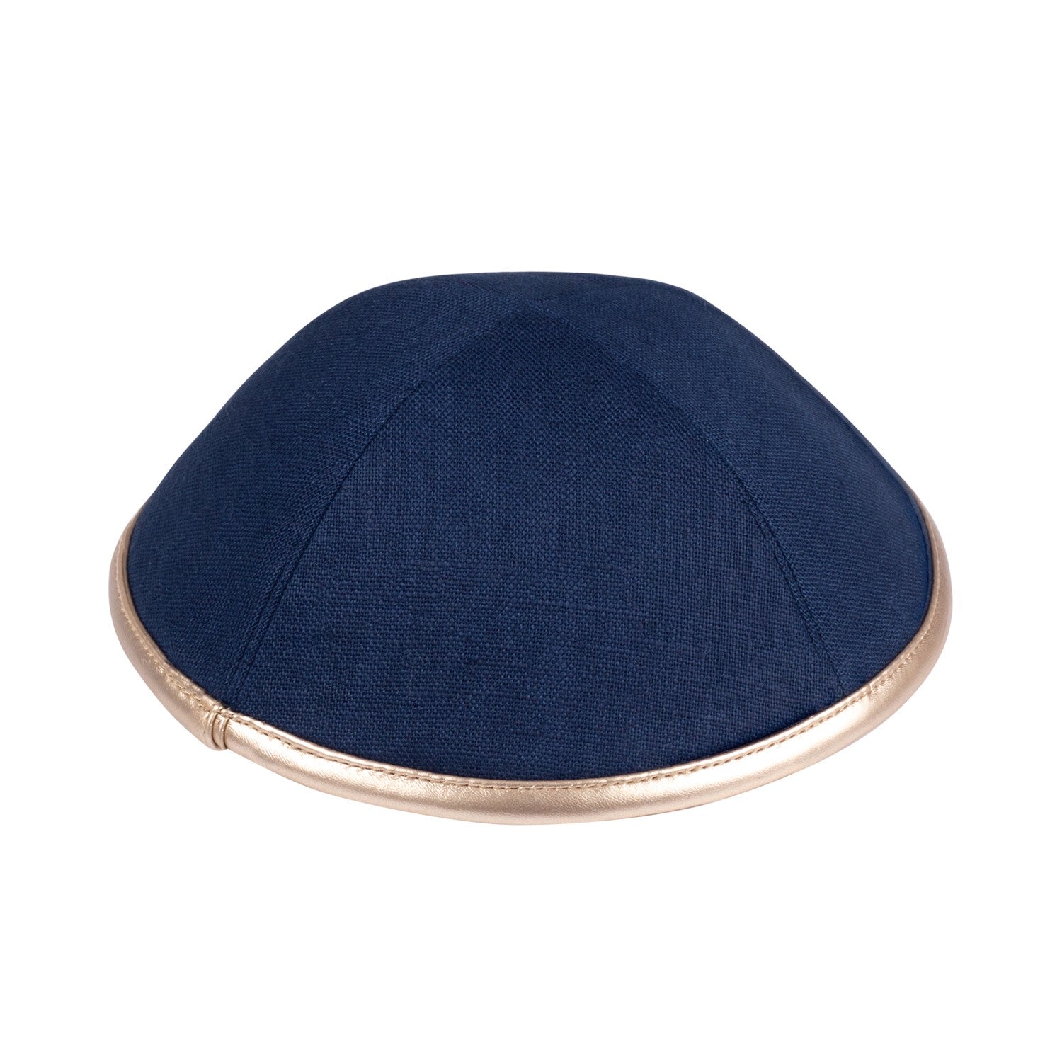 Navy Linen Kippah - top view by iKippah