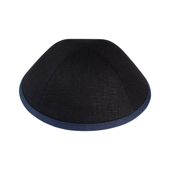 Black Linen Kippah / Yarmulke – Contrast Rims
