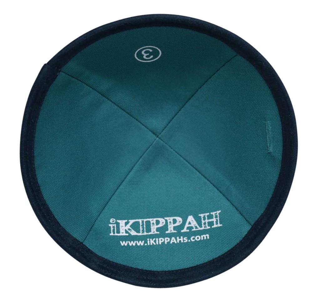 Navy Suede Kippah - side view showing six-panel design