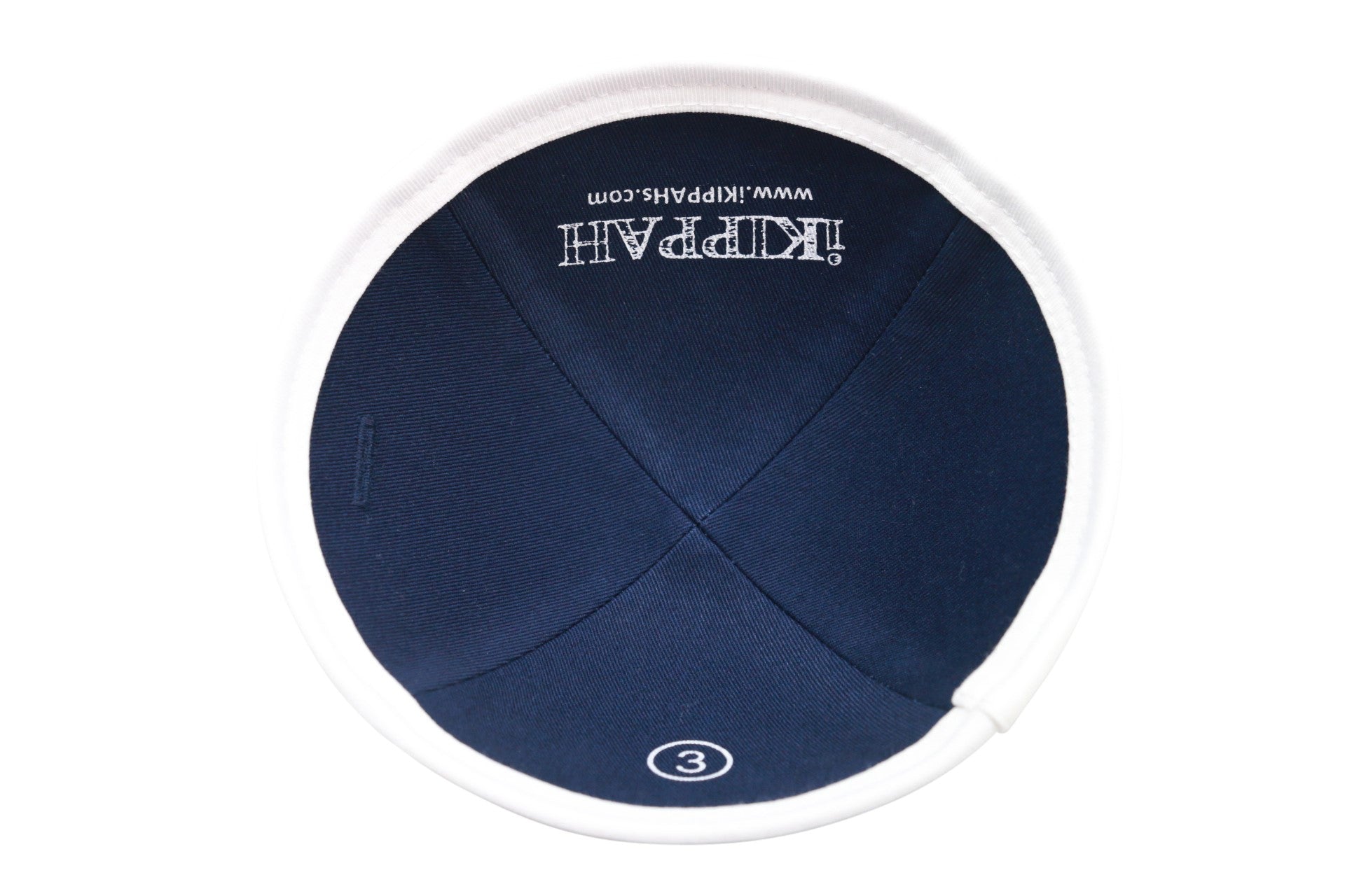 Close-up of Navy Yarmulka Kippah rim trim detail