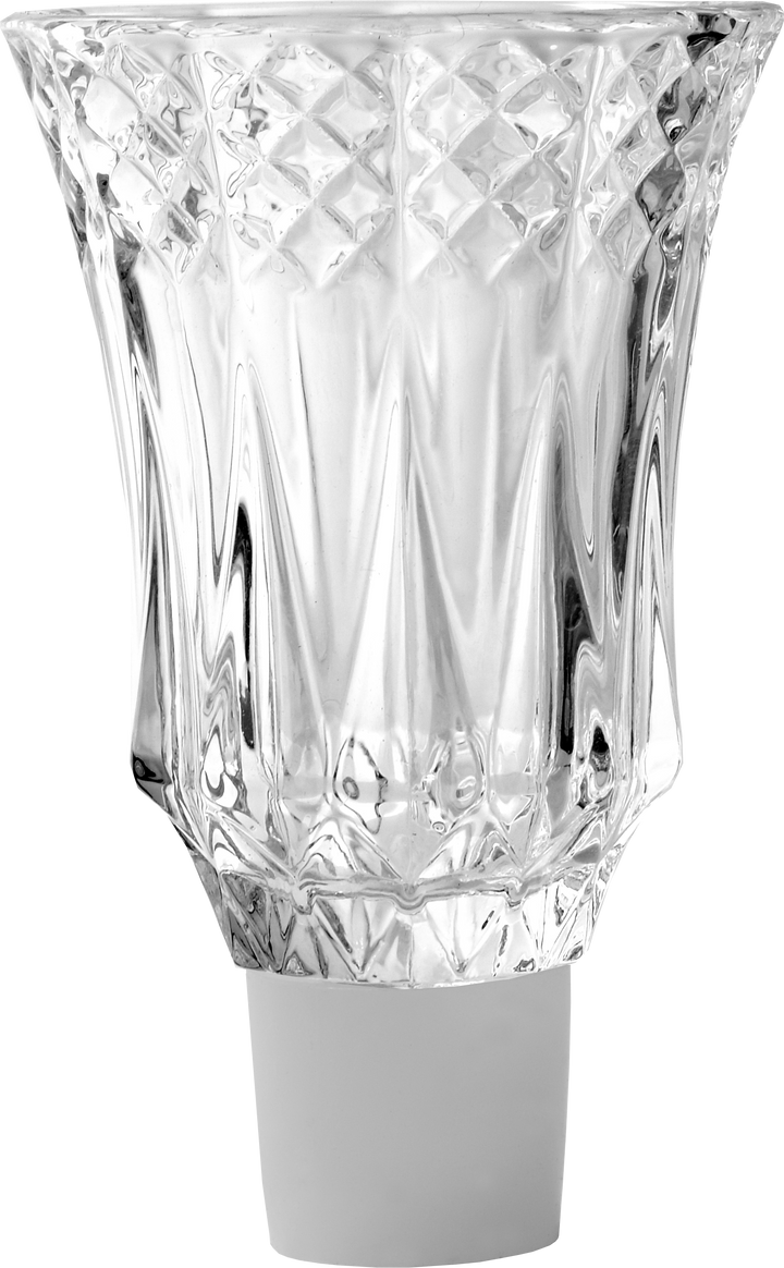 Ner Mitzvah #10 crystal oil glass with a diamond cut pattern and white peg