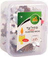 Ner Mitzvah flower floating wicks in a clear plastic container