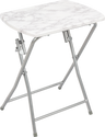 Folding menorah stand with a white marbled top and crossed legs