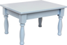 Grey wood menorah stand with square top and turned legs