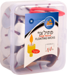 Ner Mitzvah large round floating wicks in a clear plastic container