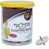 Ner Mitzvah round floating wicks in a clear plastic container
