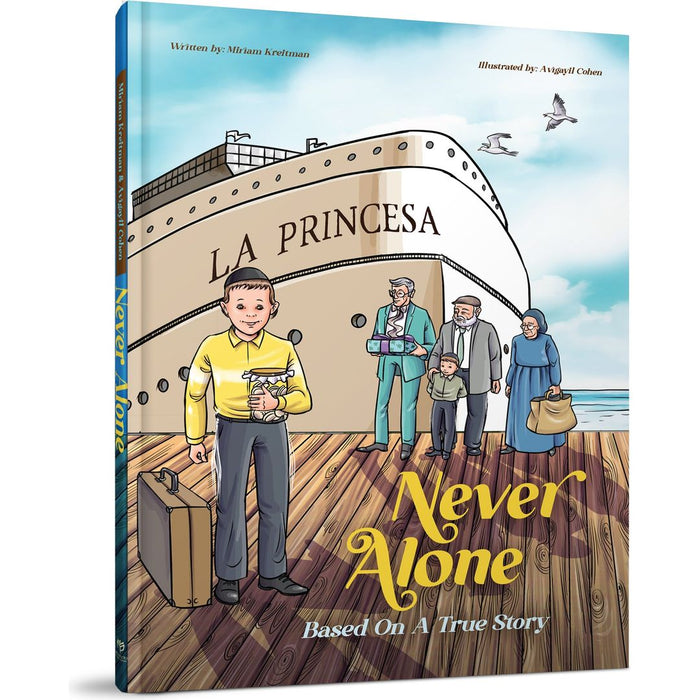 Front cover — Luis on the deck of the ship La Princesa, Never Alone graphic novel