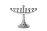 Nickel menorah with a twisted stem and curved bar of cups