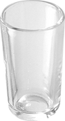 Clear cylindrical oil menorah cup or holder shown individually