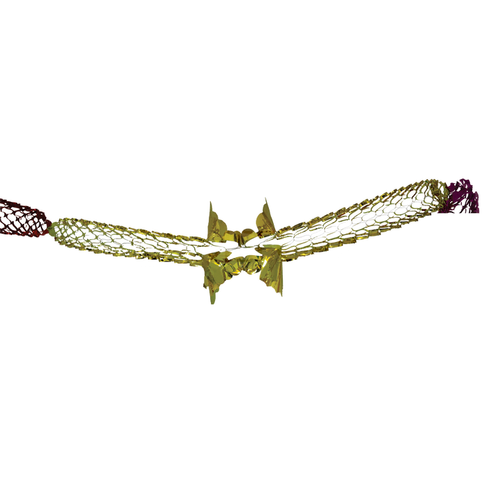 Multicolor openwork decorative chain with hanging leaf shapes and gold-colored center sections