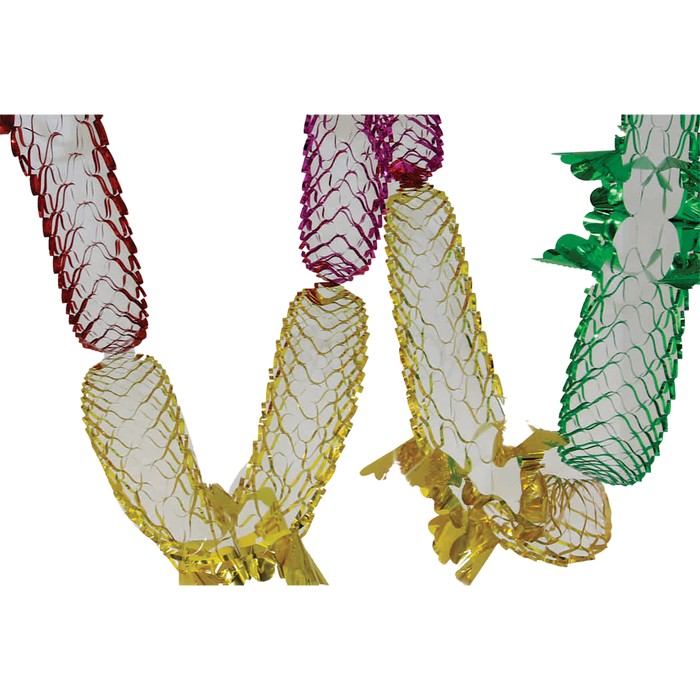 Multicolored mesh chain decoration for a sukkah