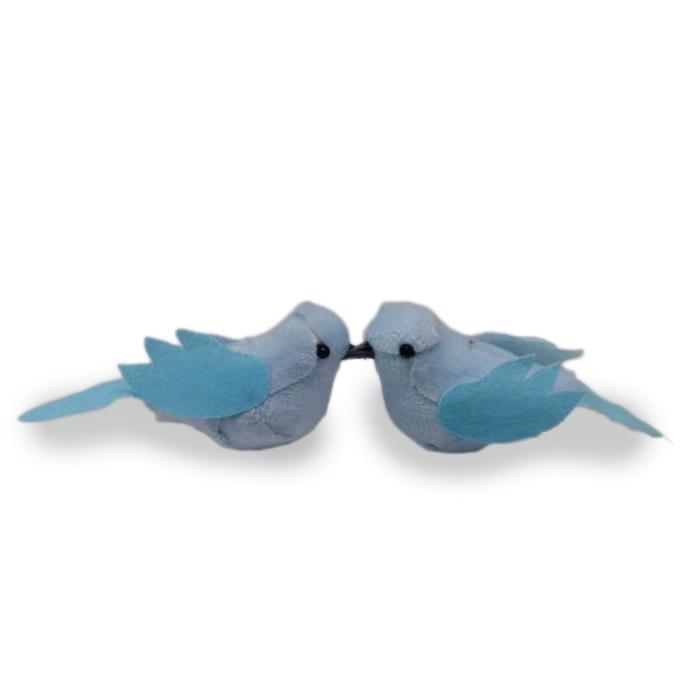 Pair of blue decorative birds for a sukkah