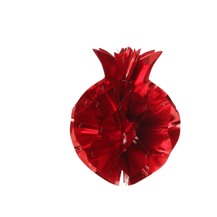 Red foil pomegranate for sukkah decoration