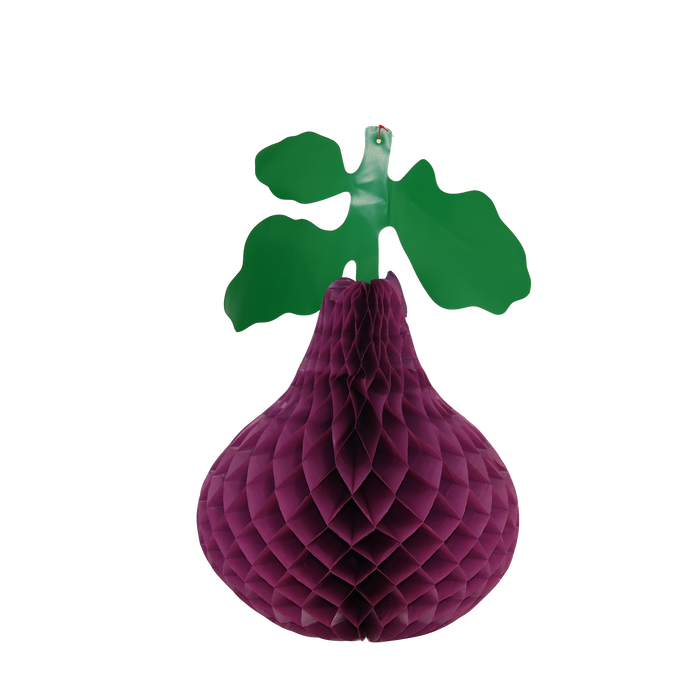 Purple honeycomb fig decoration with green leaves for a sukkah