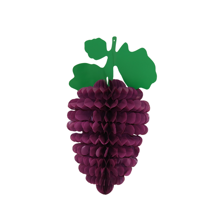 Purple honeycomb grape decoration with green leaves for a sukkah