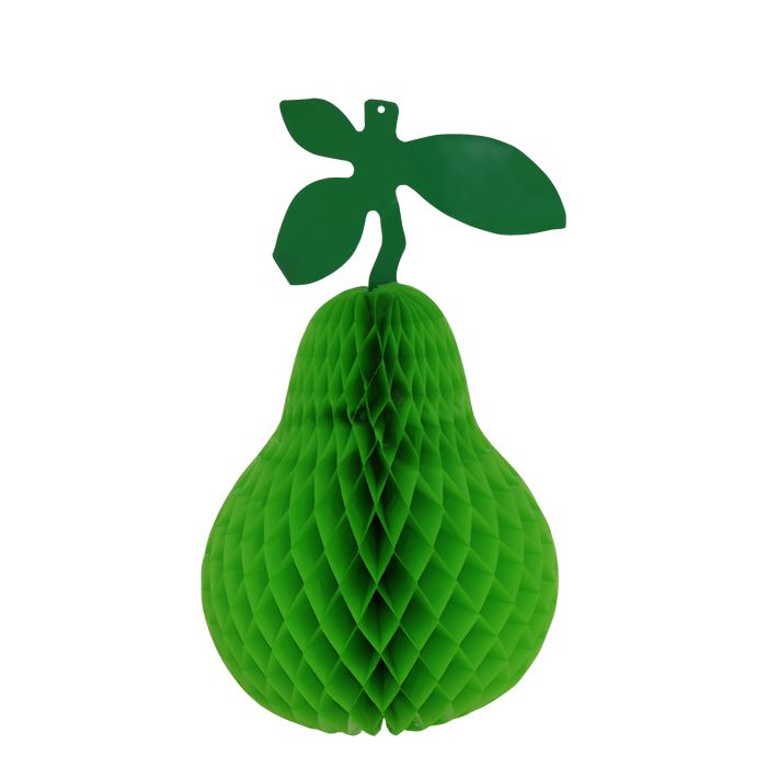 Green honeycomb pear decoration for a sukkah