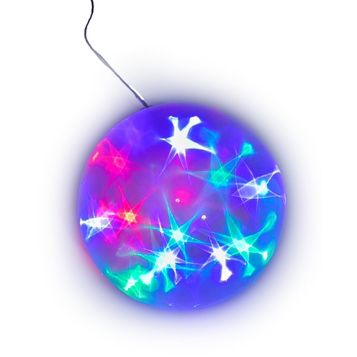Colorful star-shaped LED lights arranged in a decorative ball