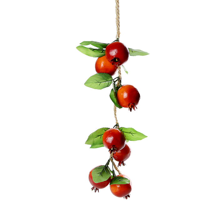 Artificial pomegranates on a hanging vine for sukkah decoration