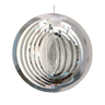 Round silver-colored metal wind spinner for a sukkah