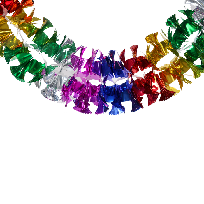 Two-row multicolored foil chain for sukkah decoration
