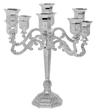 Nua 9-inch silver-plated 9-light filigree candelabra, front view