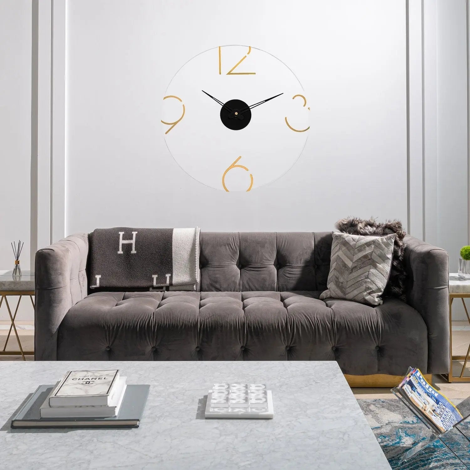 Number Clock — Lucite & Metal Number Clock view 2 | Judaica Square Lakewood