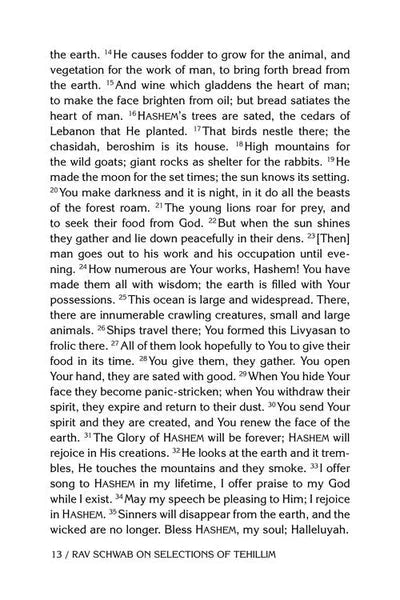 Rav Schwab on Selections of Tehillim