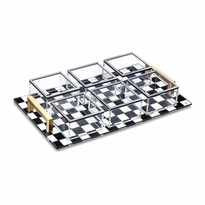 Onyx 6 Sectional Dip Bowl Set — lucite Dip Holder | Judaica Square Lakewood