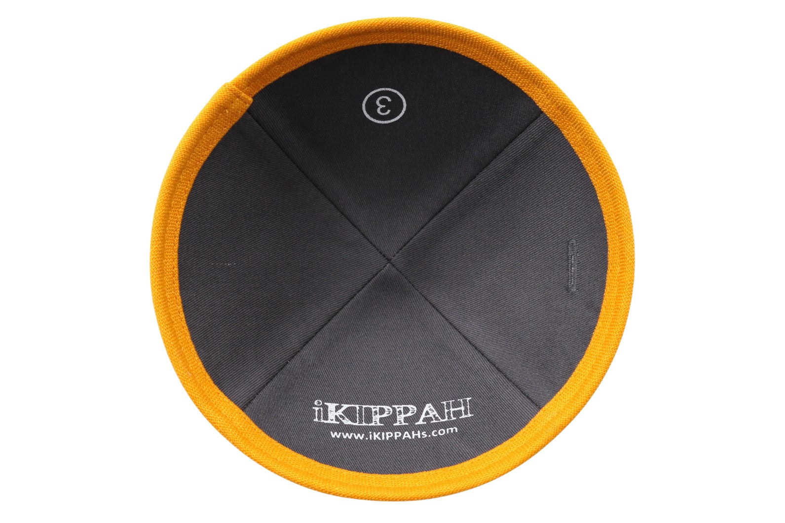 Close-up of Orange Linen Kippah lining and stitching