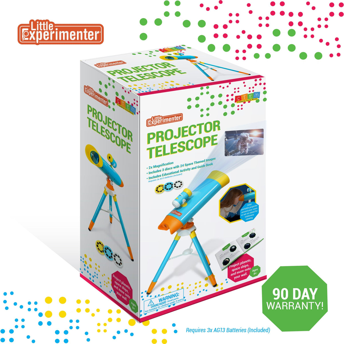 Little Experimenter 2-in-1 Kids Telescope & Projector with Tripod — space set, view 5 | Judaica Square Lakewood