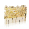 Hand-painted gold and cream Kosel silhouette on a freestanding clear Lucite block, 8 x 6 inches