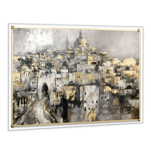 Painted by Batya Jerusalem Painting — Lucite Wall Art by Waterdale Collection — Metal Wall Art | Judaica Square Lakewood