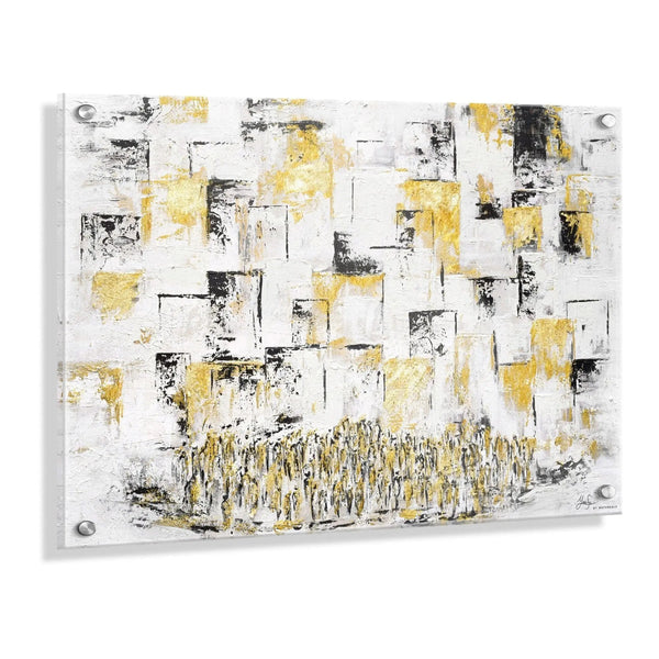 Painted Kosel in Black, Gold, and White — Lucite Wall Art by Waterdale Collection — Metal Wall Art | Judaica Square Lakewood