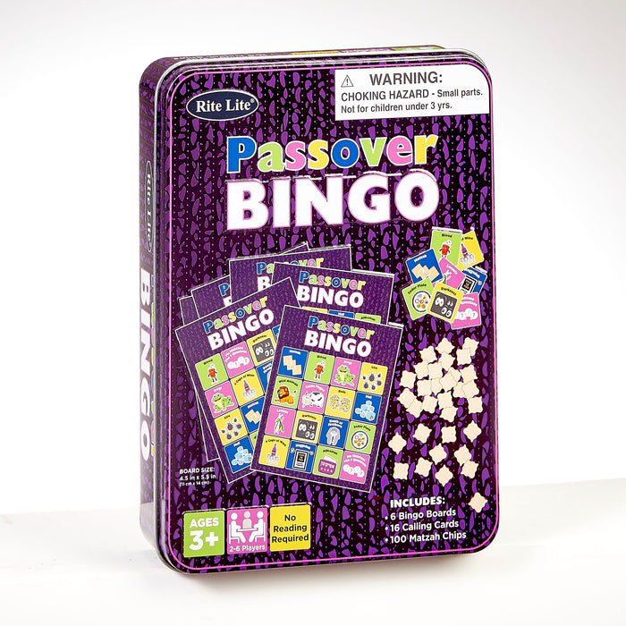 Rite Lite Passover Seder Bingo game with 6 boards and collectible tin